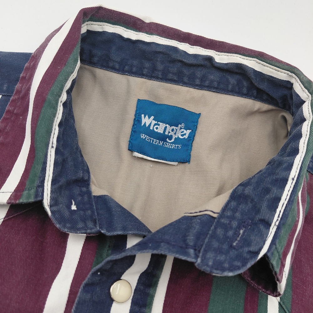 Wrangler Western Shirt Mens 2XL Pearl Snap Long Sleeve Striped Navy 
Brushpopper - Picture 3 of 8